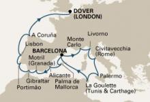 Ryndam, Mediterranean Discovery Collector ex Barcelona to Dover