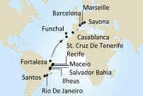 Favalosa, Brazil Canary Is Madera Morocco Spain ex Santos to Savona